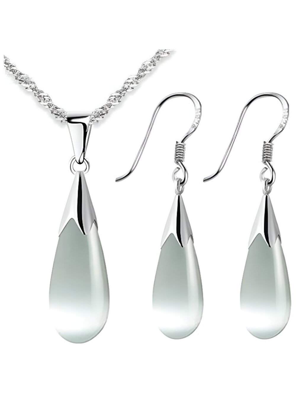 Fashion Jewelry Set for Women Cats Eye Teardrop and Created Crystal,